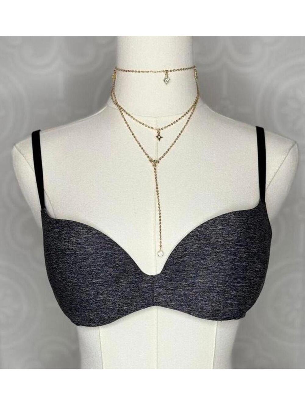 Victoria's Secret PINK T-shirt Bra 34B Heather Gray Light Lift Adjustable Straps